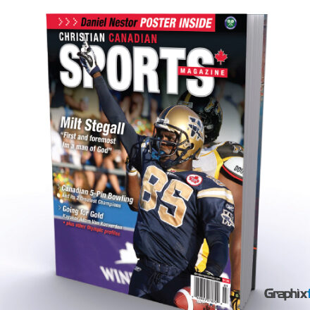 graphic design Christian Canadian Sports Magazine (Milt Stegall)