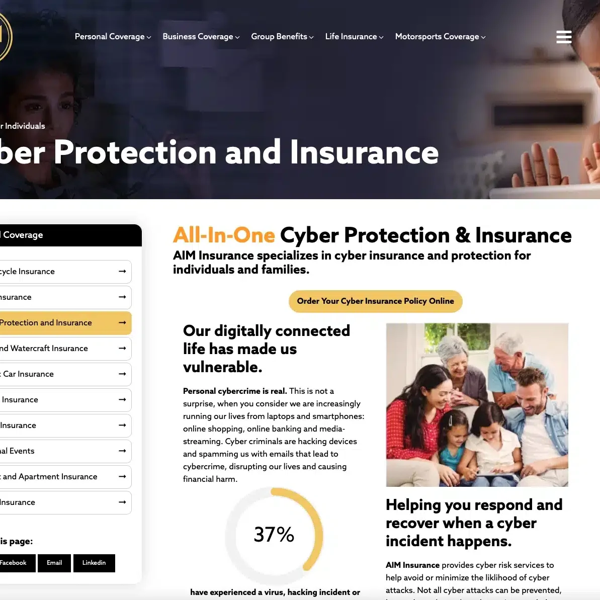 TheAIM Insurance Broker AIM Insurance is a family owned and operated full-service insurance brokerage. We offer a suite of programs and products from Life, Group, and Personal insurance to large-scale commercial policies. Our headquarters is located in Burlington, Ontario, with offices in Milton, Brampton, and Dunnville. We also service Western Canada out of offices in Edmonton and Calgary, Alberta.