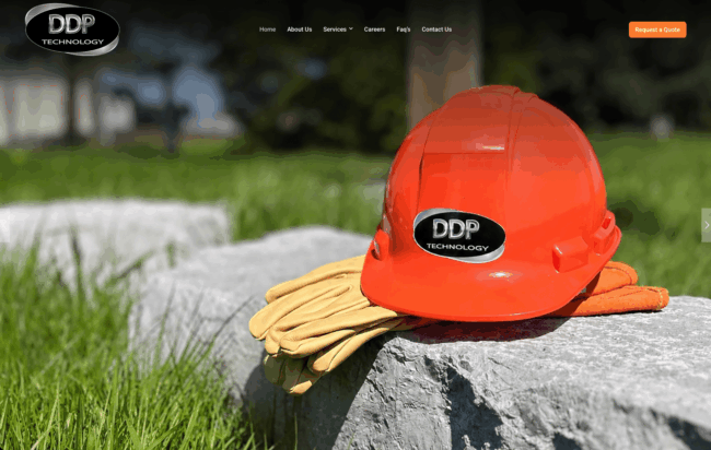 Custom WordPress website designed by GraphixFlo for DDP Technology featuring utility services, dry ice cleaning, inspections and industrial website design.