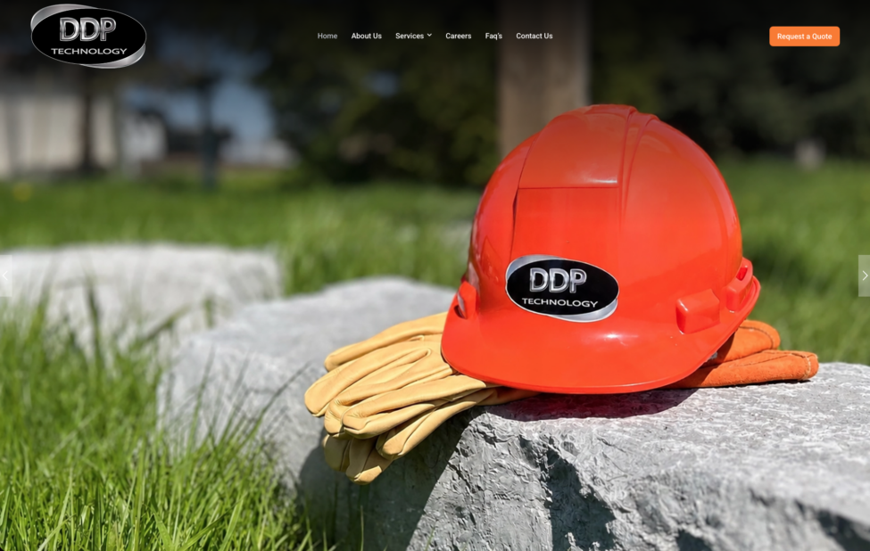 Custom WordPress website designed by GraphixFlo for DDP Technology featuring utility services, dry ice cleaning, inspections and industrial website design.