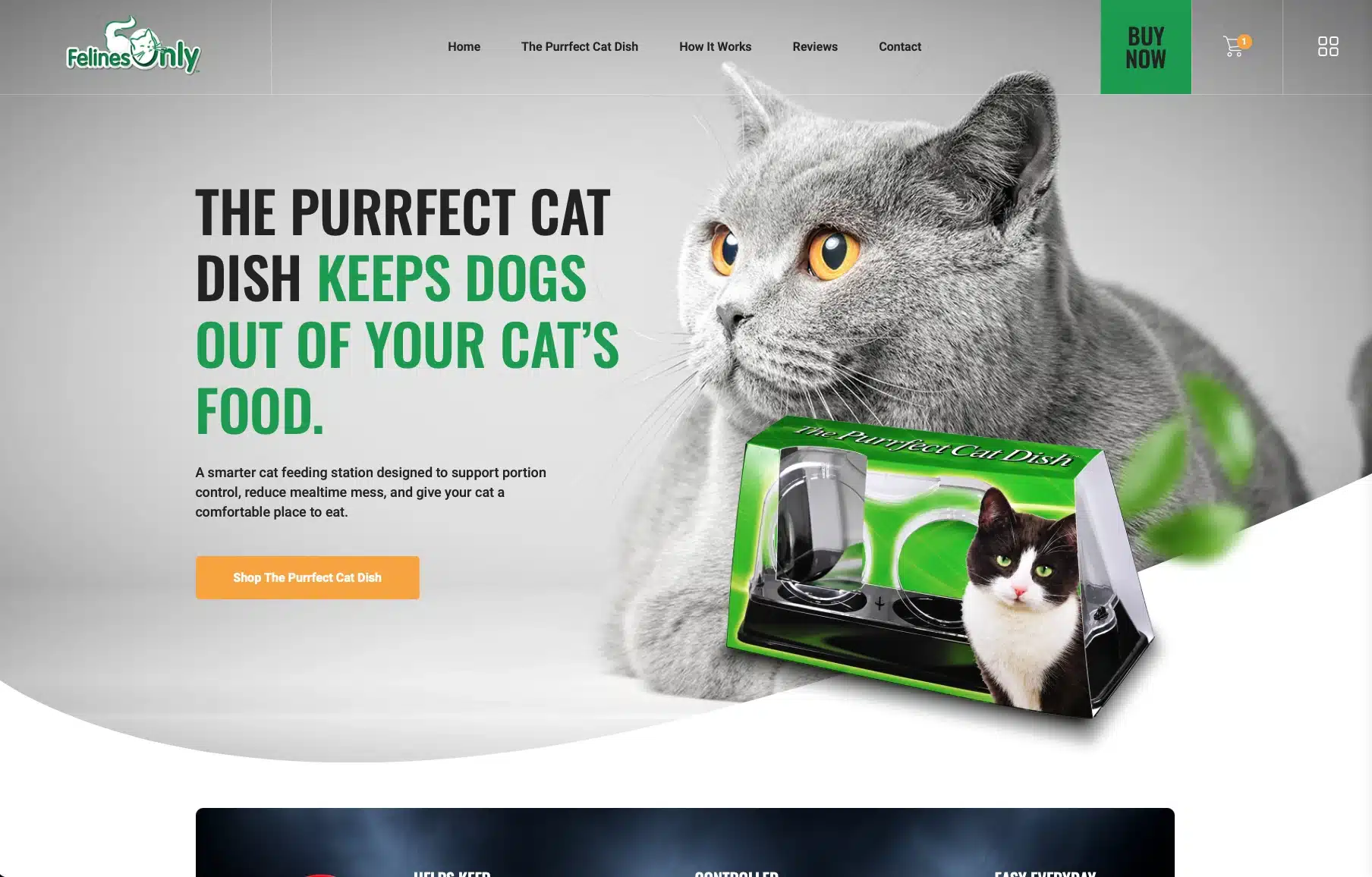 Felines Only 2 The Purrfect Cat Dish keeps dogs out of cats' food