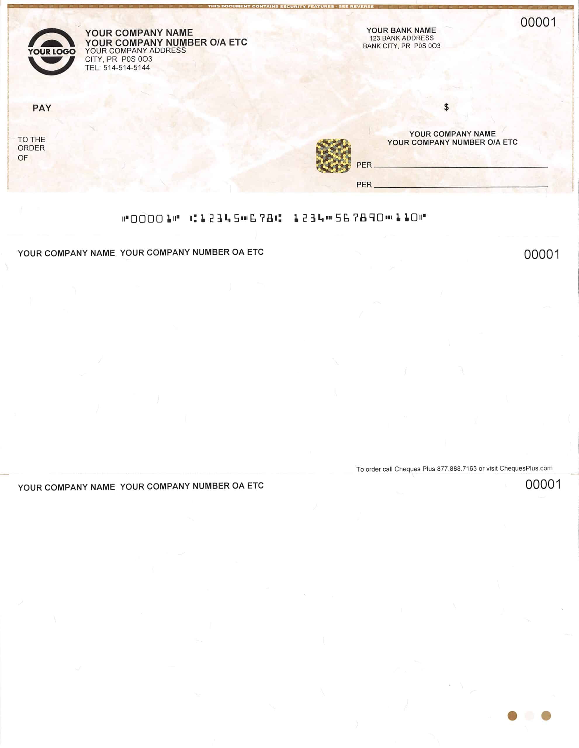 Laser cheque printing sample from GraphixFlo